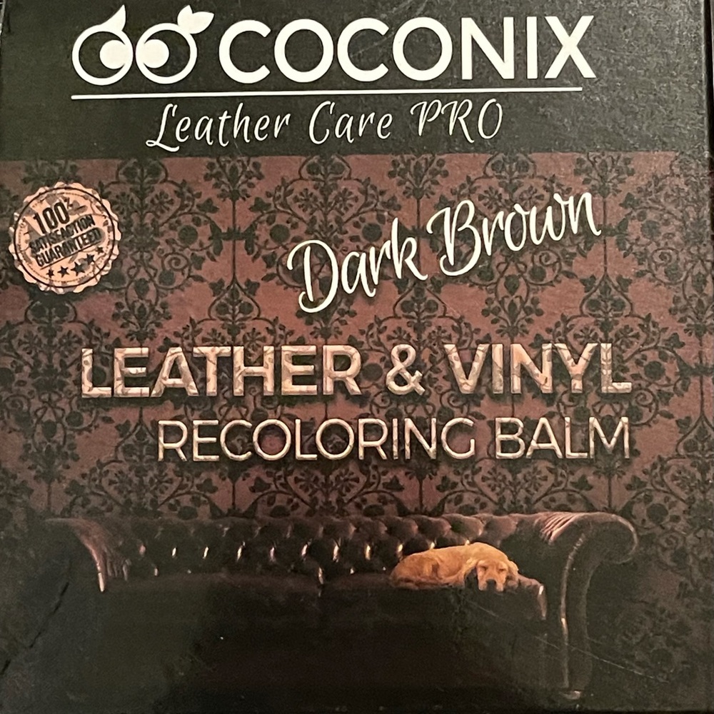 Leather vinyl recoloring balm dark brown